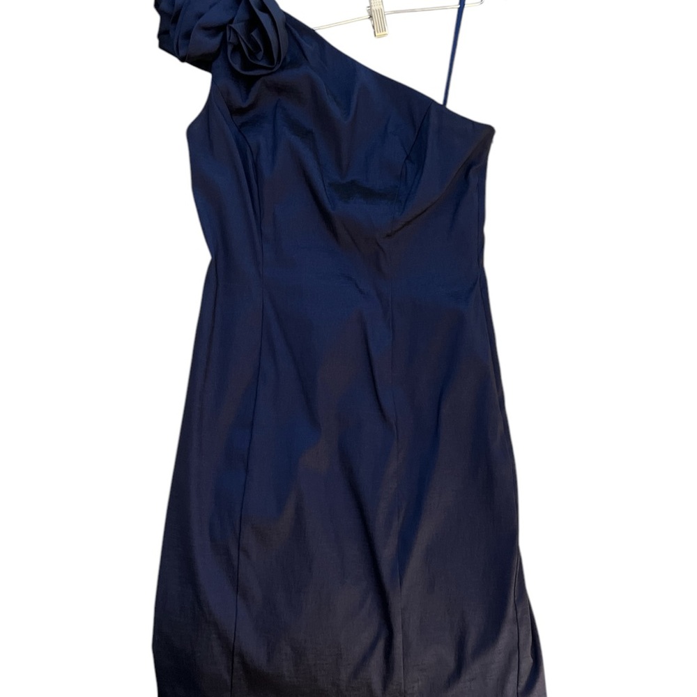 Elegant Navy Blue One-Shoulder Dress